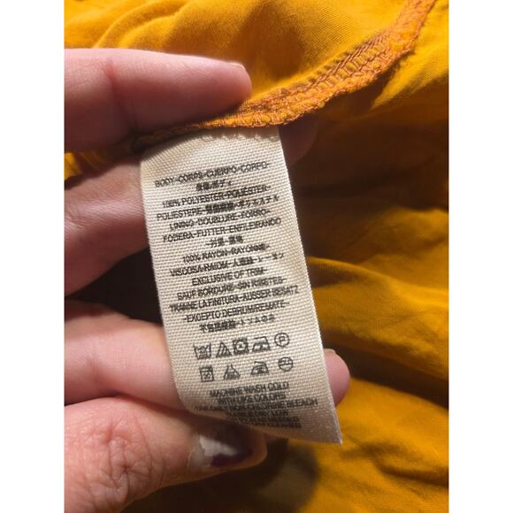 Free People Mustard Yellow Floral Long Sleeve Knee Length Dress Size 4 Elastic - Picture 5 of 15